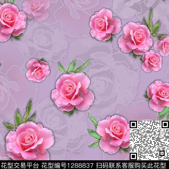 小碎花白色勾边植物数码印花华亿平台下载（图片编号: 1288837） - 瓦栏（Walan）