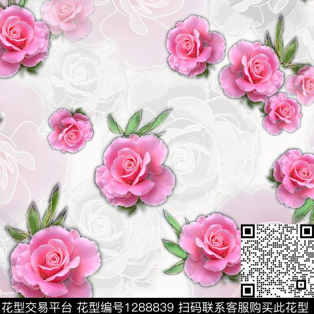 小碎花白色勾边植物数码印花华亿平台下载（图片编号: 1288839） - 瓦栏（Walan）