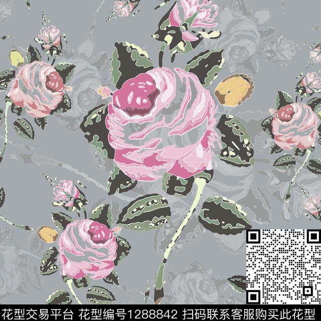 小碎花白色勾边植物数码印花华亿平台下载（图片编号: 1288842） - 瓦栏（Walan）