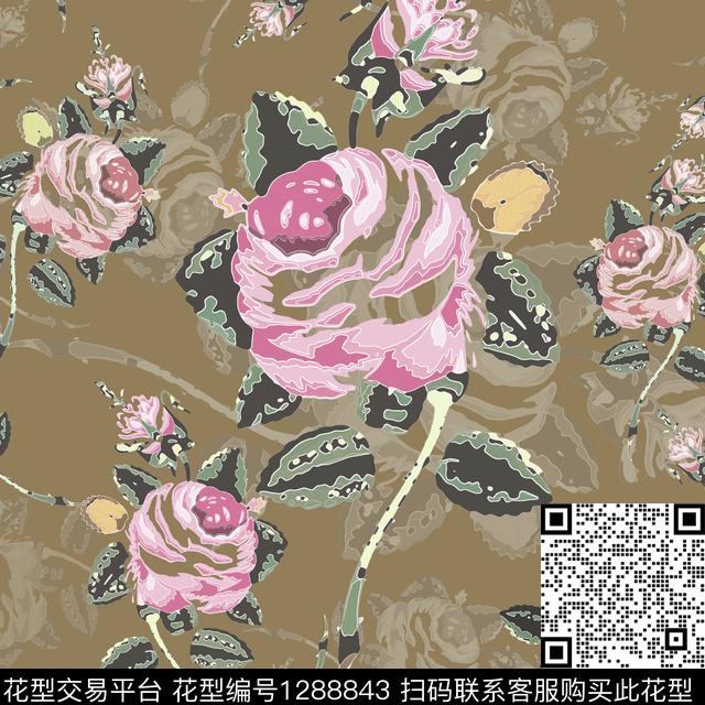 小碎花白色勾边植物数码印花华亿平台下载（图片编号: 1288843） - 瓦栏（Walan）