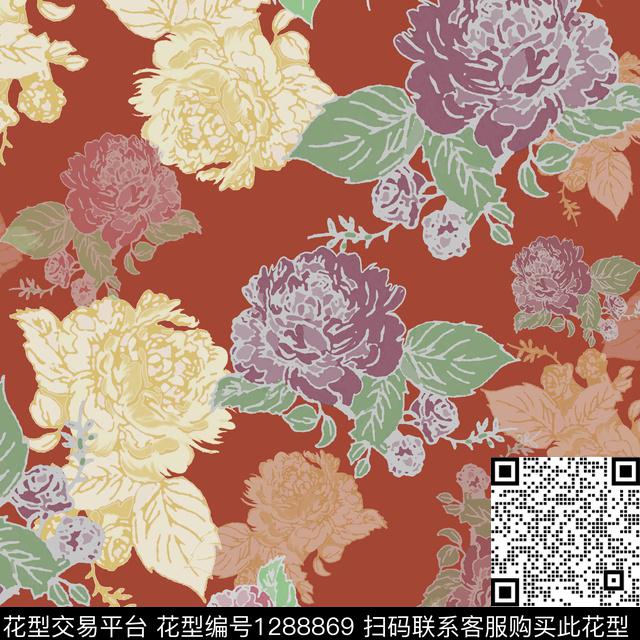 小碎花白色勾边植物传统印花华亿平台下载（图片编号: 1288869） - 瓦栏（Walan）