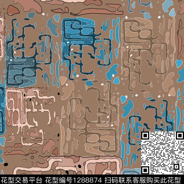 男装抽象肌理纹路传统印花华亿平台下载（图片编号: 1288874） - 瓦栏（Walan）