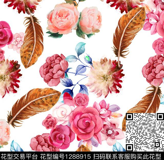 数码华亿平台水彩大牌风数码印花华亿平台下载（图片编号: 1288915） - 瓦栏（Walan）