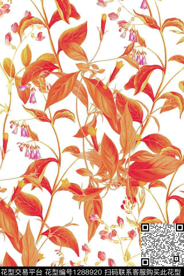 黑底花卉女装花卉数码印花华亿平台下载（图片编号: 1288920） - 瓦栏（Walan）