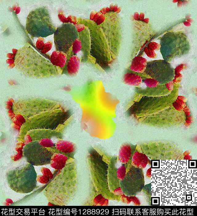 仙人掌抽象植物数码印花华亿平台下载（图片编号: 1288929） - 瓦栏（Walan）