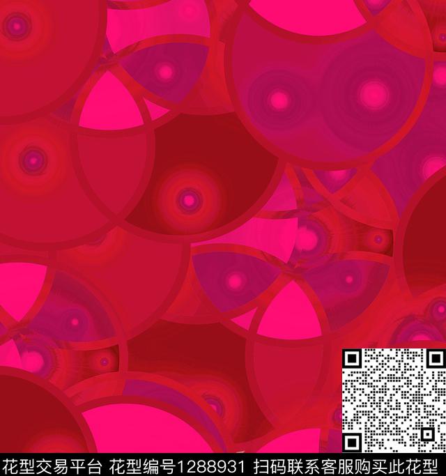 圆形几何抽象数码印花华亿平台下载（图片编号: 1288931） - 瓦栏（Walan）