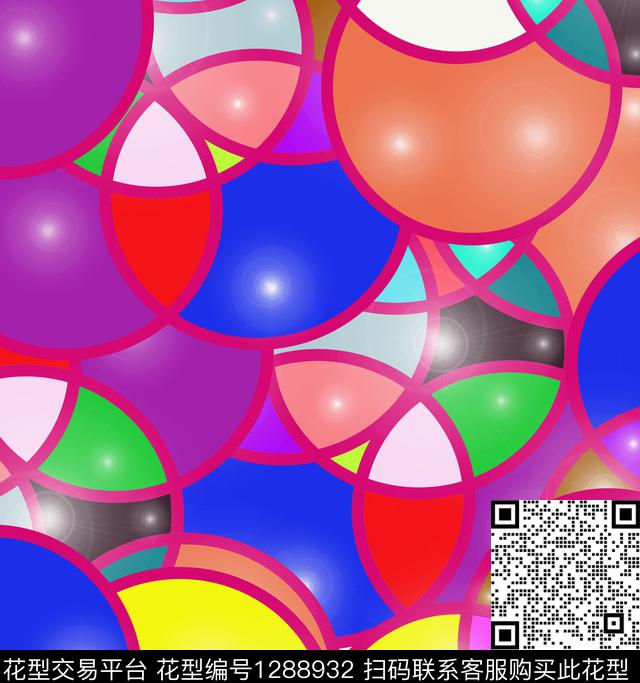 圆形几何抽象数码印花华亿平台下载（图片编号: 1288932） - 瓦栏（Walan）