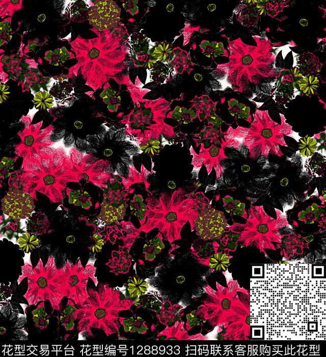 绘画花卉小碎花数码印花华亿平台下载（图片编号: 1288933） - 瓦栏（Walan）