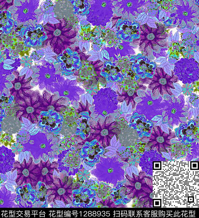 绘画花卉小碎花数码印花华亿平台下载（图片编号: 1288935） - 瓦栏（Walan）