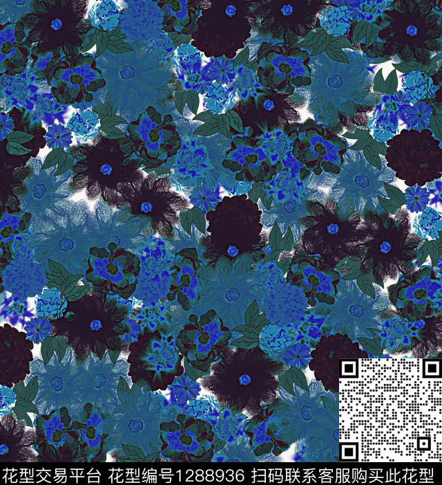 绘画花卉小碎花数码印花华亿平台下载（图片编号: 1288936） - 瓦栏（Walan）