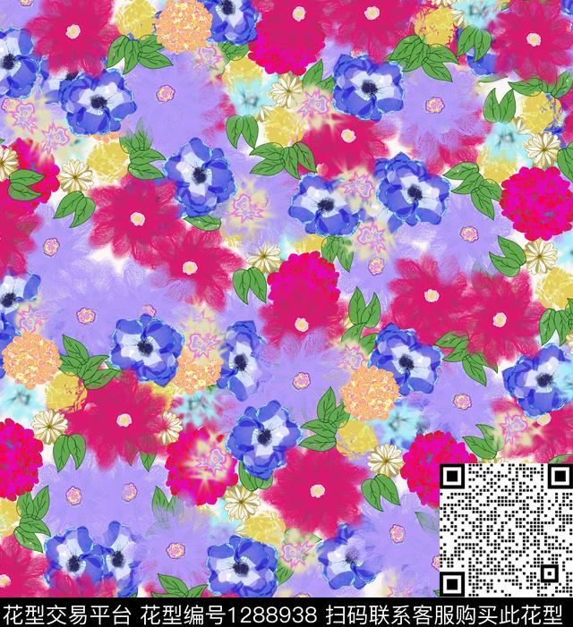 绘画花卉小碎花数码印花华亿平台下载（图片编号: 1288938） - 瓦栏（Walan）