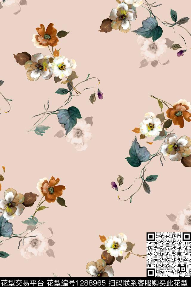 水彩绘画时尚数码印花华亿平台下载（图片编号: 1288965） - 瓦栏（Walan）