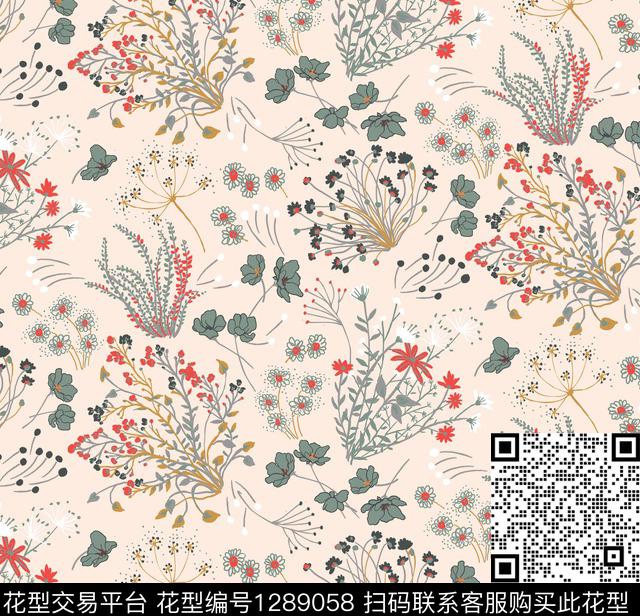 手绘花卉小碎花少女花卉传统印花华亿平台下载（图片编号: 1289058） - 瓦栏（Walan）