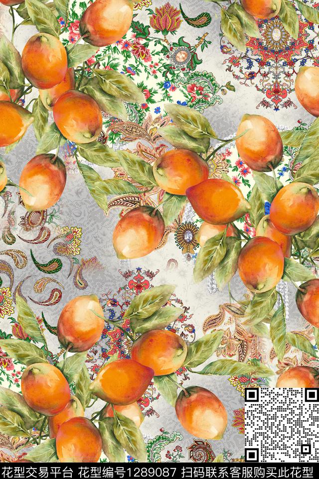 连衣裙波西米亚柠檬数码印花华亿平台下载（图片编号: 1289087） - 瓦栏（Walan）