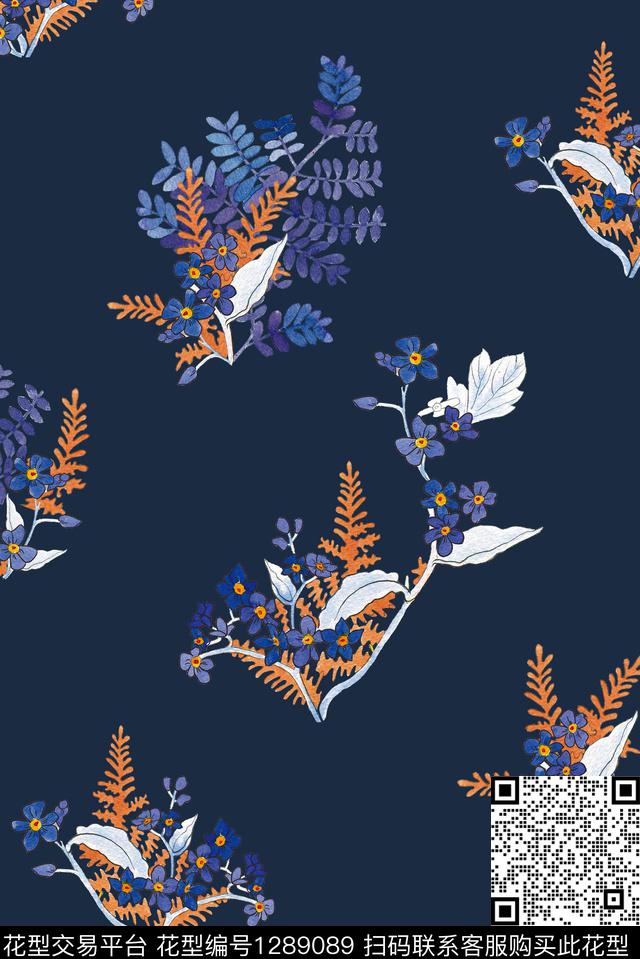 水彩绿植树叶大牌风数码印花华亿平台下载（图片编号: 1289089） - 瓦栏（Walan）