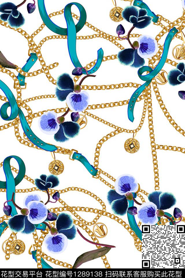 涂鸦几何花卉数码印花华亿平台下载（图片编号: 1289138） - 瓦栏（Walan）