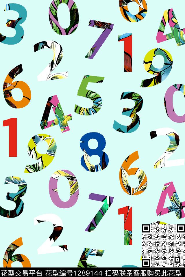涂鸦几何花卉数码印花华亿平台下载（图片编号: 1289144） - 瓦栏（Walan）