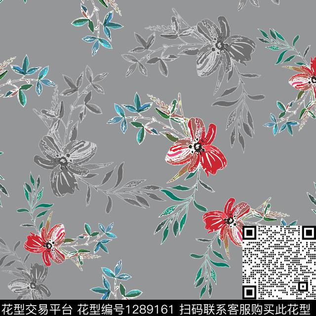 小碎花白色勾边植物数码印花华亿平台下载（图片编号: 1289161） - 瓦栏（Walan）