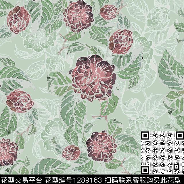 小碎花白色勾边植物数码印花华亿平台下载（图片编号: 1289163） - 瓦栏（Walan）