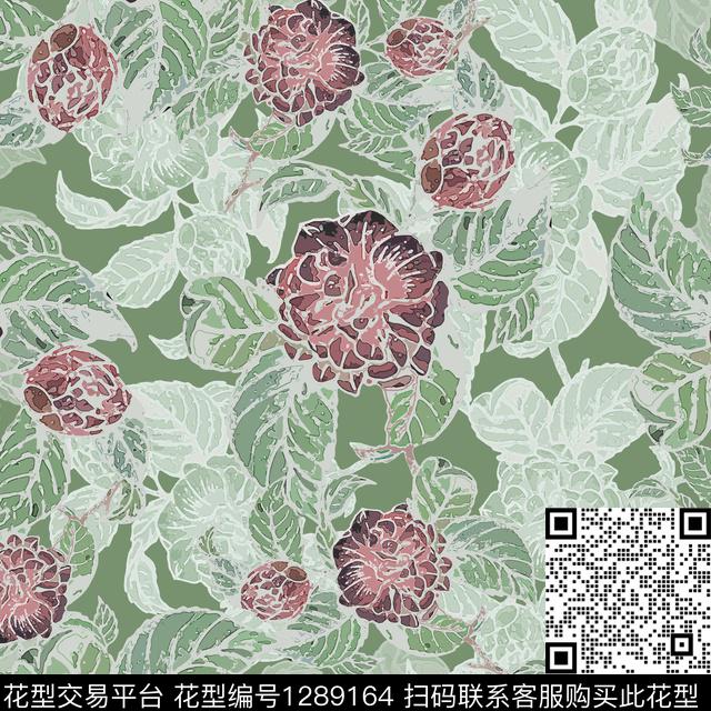 小碎花白色勾边植物数码印花华亿平台下载（图片编号: 1289164） - 瓦栏（Walan）