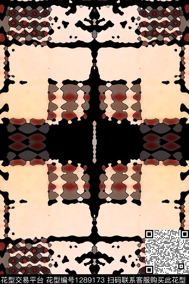 男装格子混搭抽象数码印花华亿平台下载（图片编号: 1289173） - 瓦栏（Walan）