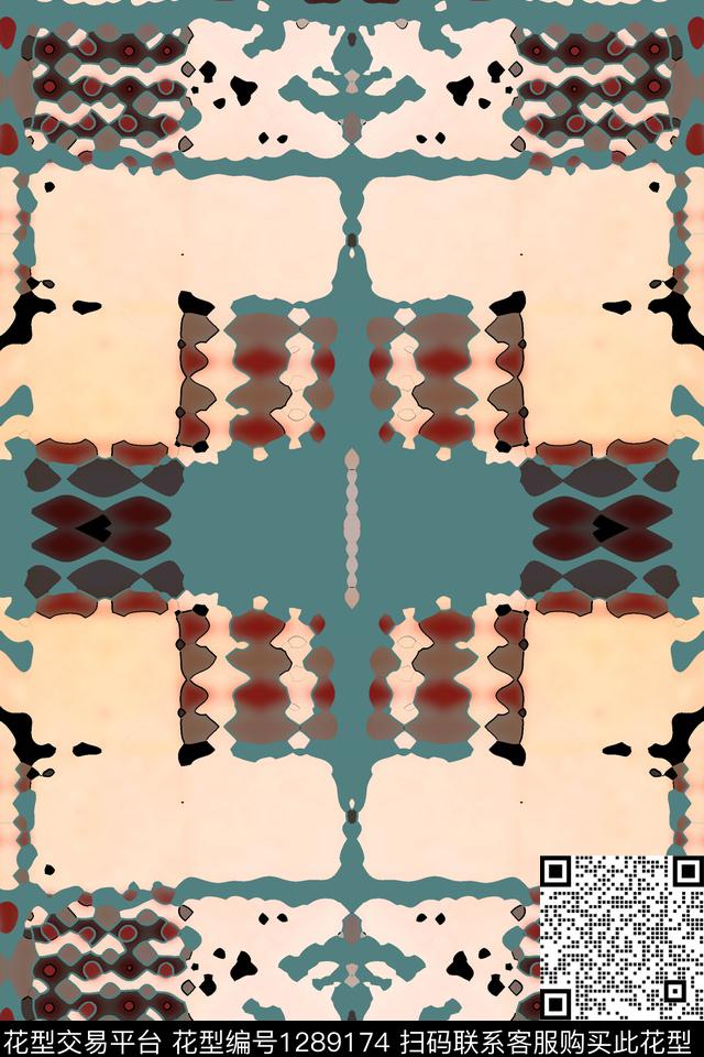 男装格子混搭抽象数码印花华亿平台下载（图片编号: 1289174） - 瓦栏（Walan）