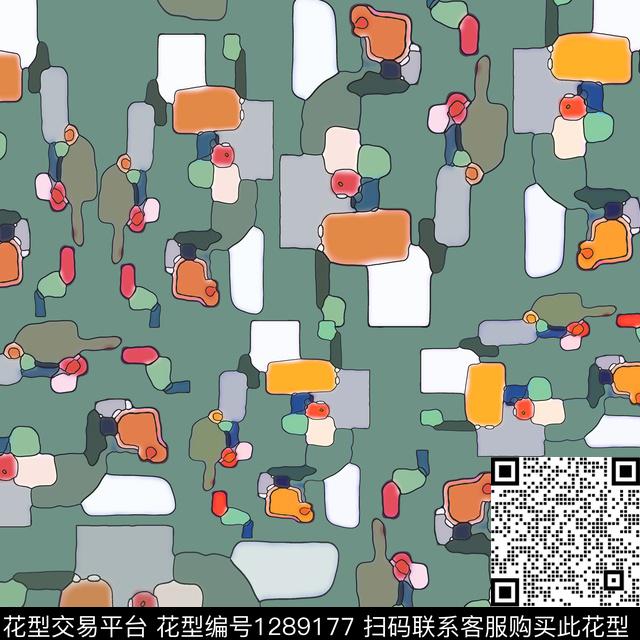 抽象卡通婴童图案格子混搭数码印花华亿平台下载（图片编号: 1289177） - 瓦栏（Walan）