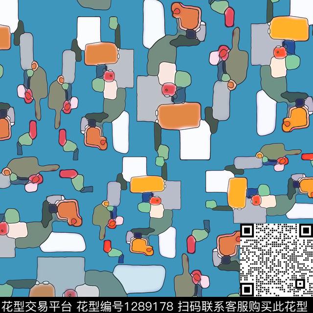 抽象卡通婴童图案格子混搭数码印花华亿平台下载（图片编号: 1289178） - 瓦栏（Walan）