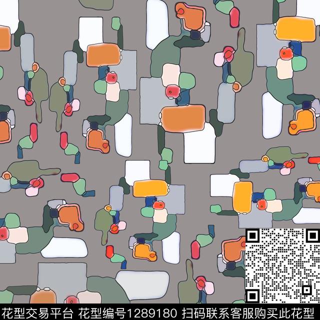 抽象卡通婴童图案格子混搭数码印花华亿平台下载（图片编号: 1289180） - 瓦栏（Walan）