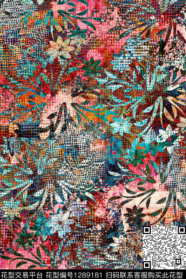 花卉肌理大牌风数码印花华亿平台下载（图片编号: 1289181） - 瓦栏（Walan）