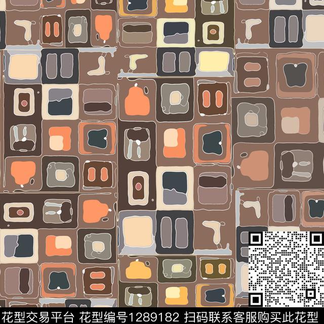 抽象格子混搭卡通婴童图案数码印花华亿平台下载（图片编号: 1289182） - 瓦栏（Walan）