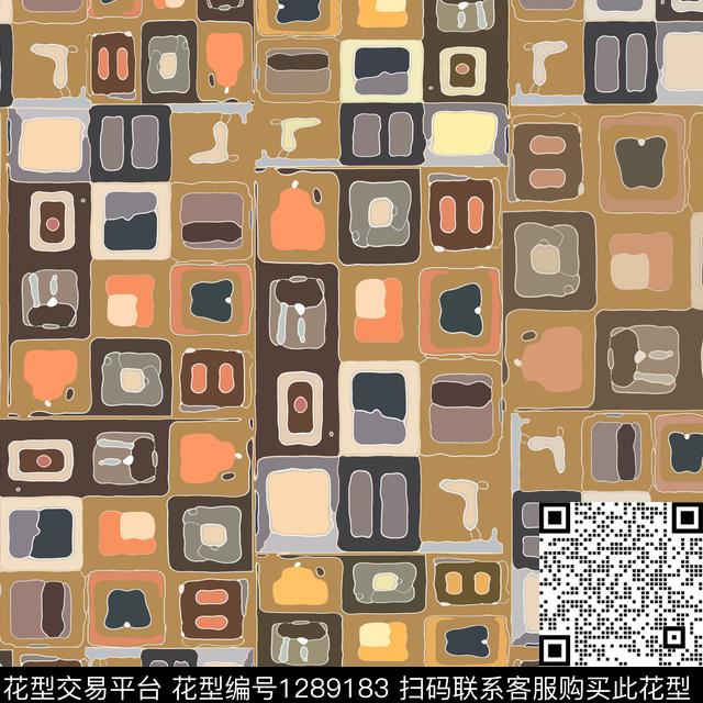 抽象格子混搭卡通婴童图案数码印花华亿平台下载（图片编号: 1289183） - 瓦栏（Walan）