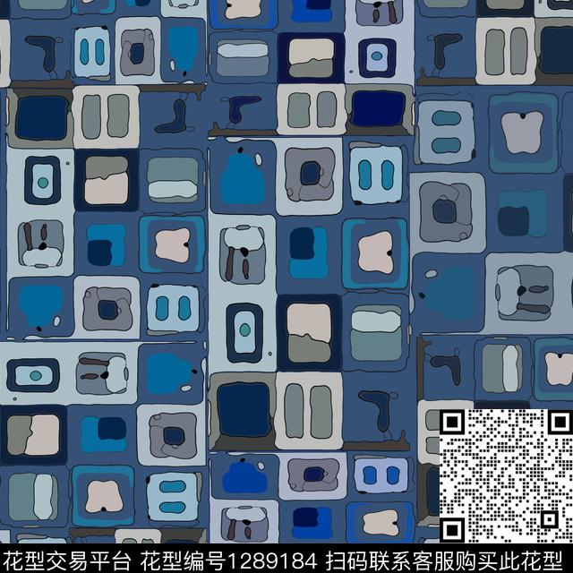 抽象格子混搭卡通婴童图案数码印花华亿平台下载（图片编号: 1289184） - 瓦栏（Walan）