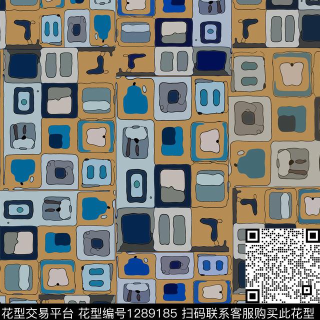 抽象格子混搭卡通婴童图案数码印花华亿平台下载（图片编号: 1289185） - 瓦栏（Walan）