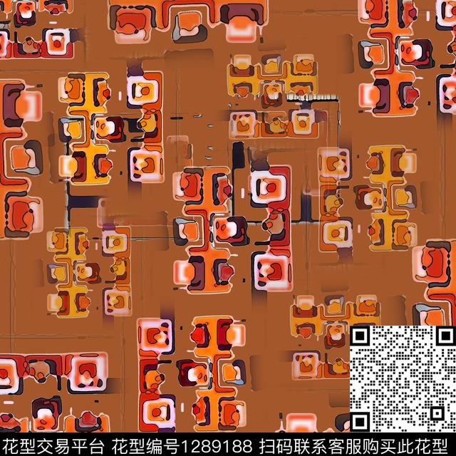 手绘线条笔触格子混搭抽象数码印花华亿平台下载（图片编号: 1289188） - 瓦栏（Walan）