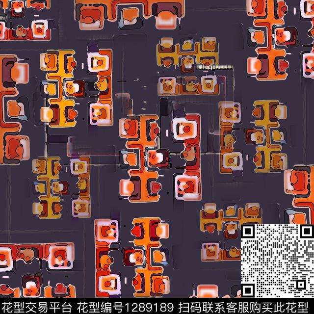 手绘线条笔触格子混搭抽象数码印花华亿平台下载（图片编号: 1289189） - 瓦栏（Walan）
