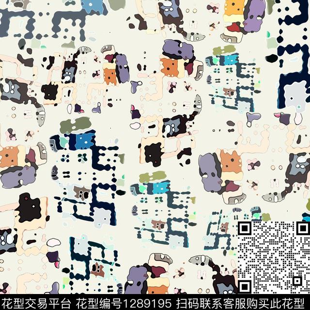 大牌风抽象格子混搭数码印花华亿平台下载（图片编号: 1289195） - 瓦栏（Walan）