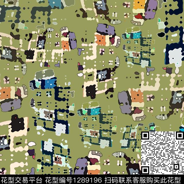 大牌风抽象格子混搭数码印花华亿平台下载（图片编号: 1289196） - 瓦栏（Walan）