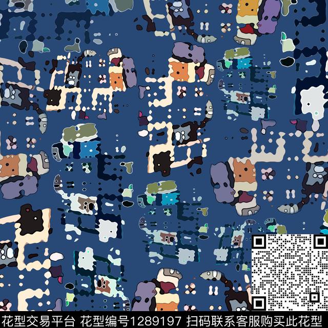 大牌风抽象格子混搭数码印花华亿平台下载（图片编号: 1289197） - 瓦栏（Walan）