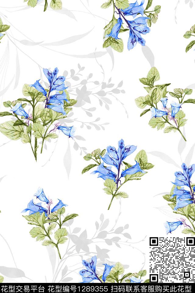花卉大牌风小清新数码印花华亿平台下载（图片编号: 1289355） - 瓦栏（Walan）