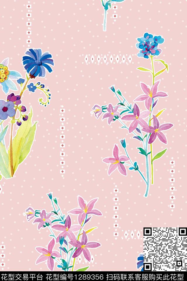 花卉大牌风水彩花卉数码印花华亿平台下载（图片编号: 1289356） - 瓦栏（Walan）