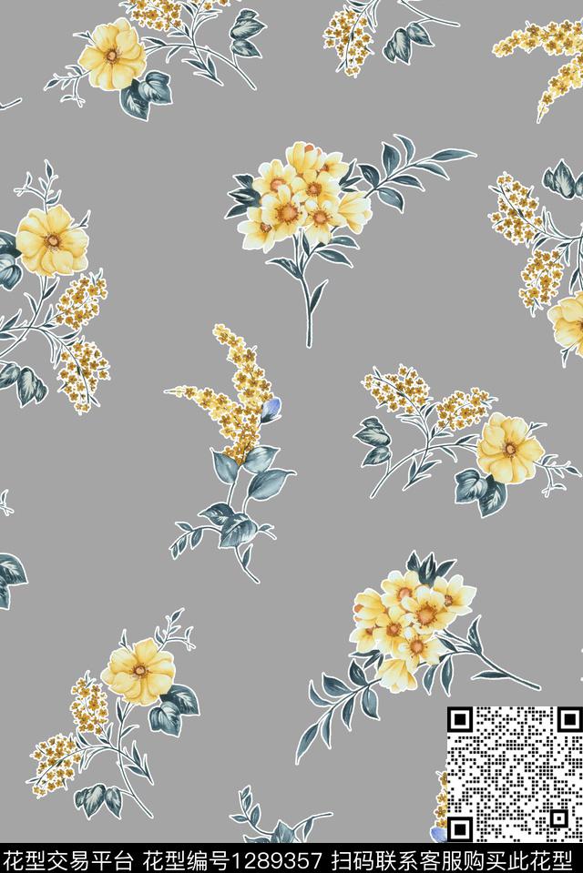 大牌风小碎花手绘花卉数码印花华亿平台下载（图片编号: 1289357） - 瓦栏（Walan）