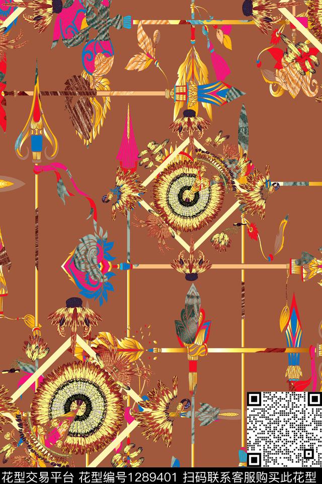 涂鸦几何花卉数码印花华亿平台下载（图片编号: 1289401） - 瓦栏（Walan）