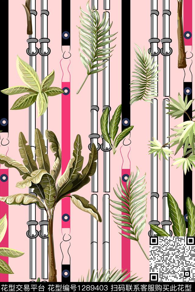 涂鸦几何花卉数码印花华亿平台下载（图片编号: 1289403） - 瓦栏（Walan）