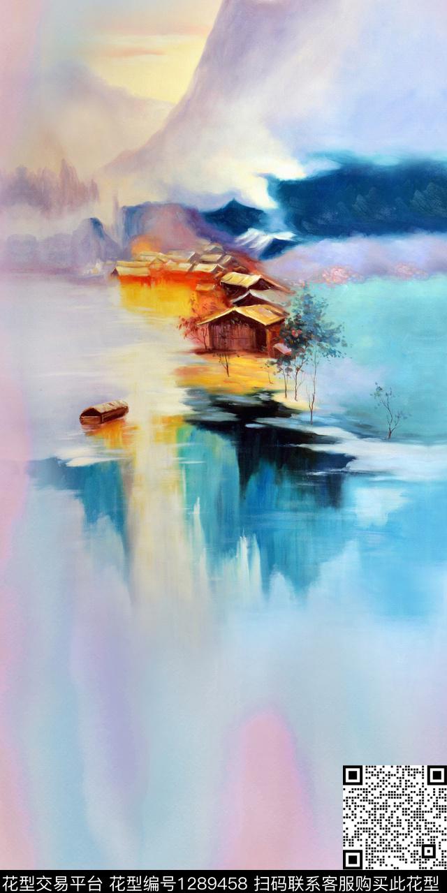 定位花油画华亿平台棉麻数码印花华亿平台下载（图片编号: 1289458） - 瓦栏（Walan）