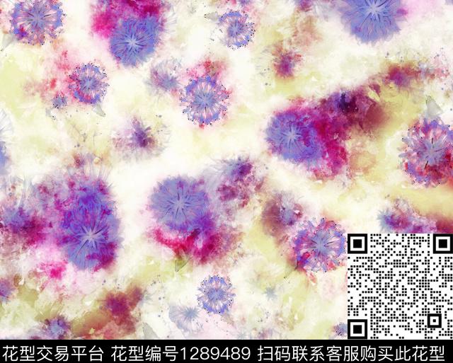 水彩花卉手绘数码印花华亿平台下载（图片编号: 1289489） - 瓦栏（Walan）