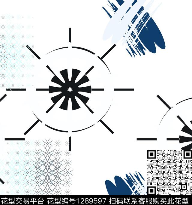 几何抽象传统印花华亿平台下载（图片编号: 1289597） - 瓦栏（Walan）
