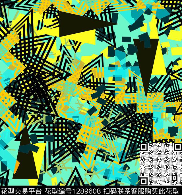颜色几何抽象数码印花华亿平台下载（图片编号: 1289608） - 瓦栏（Walan）