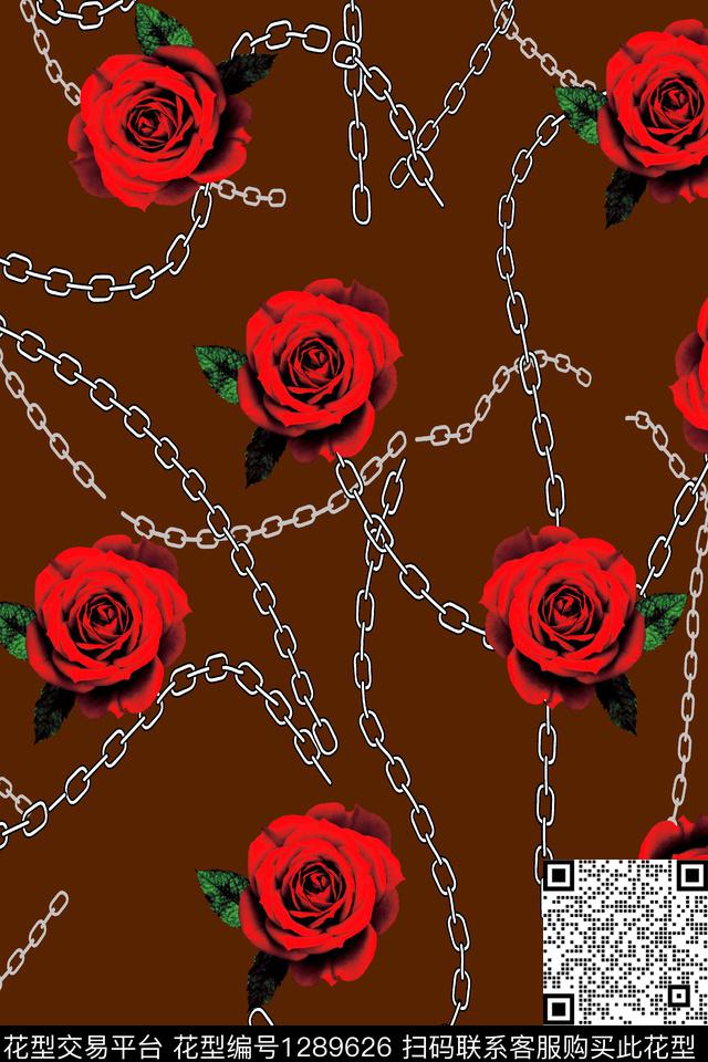 涂鸦几何花卉数码印花华亿平台下载（图片编号: 1289626） - 瓦栏（Walan）