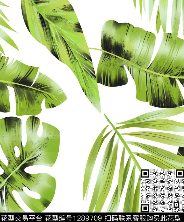 数码华亿平台热带华亿平台绿植树叶数码印花华亿平台下载（图片编号: 1289709） - 瓦栏（Walan）